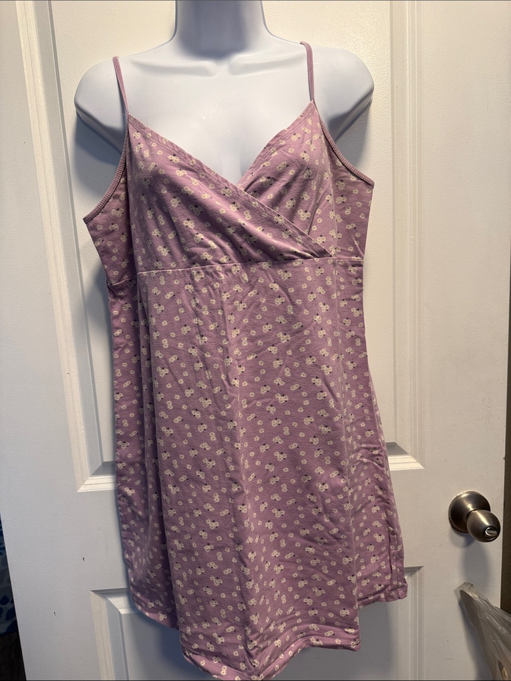 Lilac Floral Surplice Nightdress with Adjustable Straps